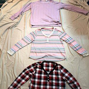 THREE Long Sleeve Pajama/Sleep Tops, SIZES SM/MED Cuddl Duds & Simple Treasures